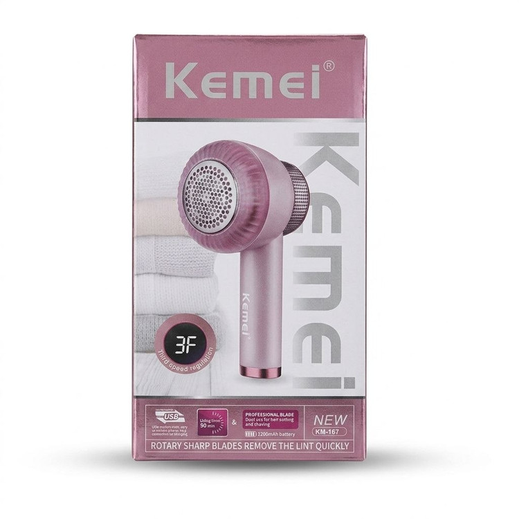 بسته بندی پرزگیر لباس Kemei KM-167 شارژی در لومینو قشم