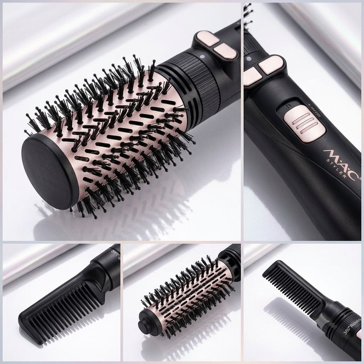 نمای کامل سشوار برسدار چرخشی MAC Styler MC-1515 با توان 1200 وات و سریهای متنوع برای خشک کردن، حجمدهی و حالتدهی موها در لومینو قشم