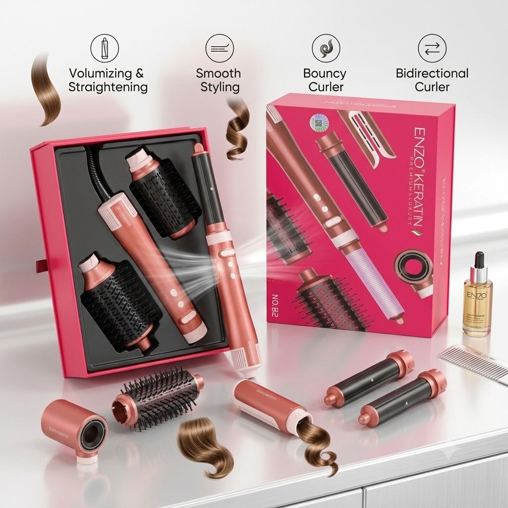 سشوار برس‌دار انزو Keratin B2 | موتور BLDC، توان 1500 وات | خرید از لومینو قشم