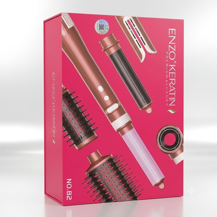 جعبه اصلی سشوار برسدار حرفهای ENZO Keratin Multi Styler مدل B2 رنگ رزگلد در لومینو قشم