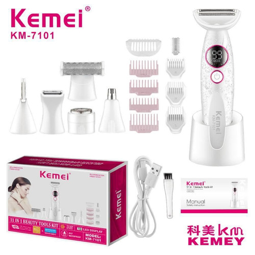 ست کامل ماشین اصلاح چندکاره بانوان کیمی مدل KM-7101 با تمامی لوازم جانبی در لومینو قشم