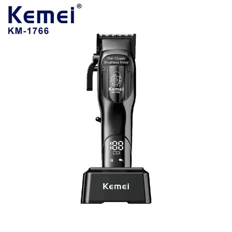 ماشین اصلاح حرفهای Kemei KM-1766 با استند شارژ و نمایشگر LED در لومینو قشم