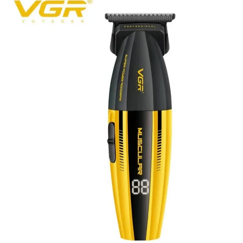 نمای روبه‌روی ماشین اصلاح حرفه‌ای VGR V-285T با تیغه T شکل و نمایشگر LED در لومینو قشم