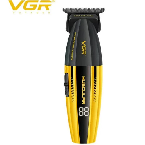 نمای روبهروی ماشین اصلاح حرفهای VGR V-285T با تیغه T شکل و نمایشگر LED در لومینو قشم