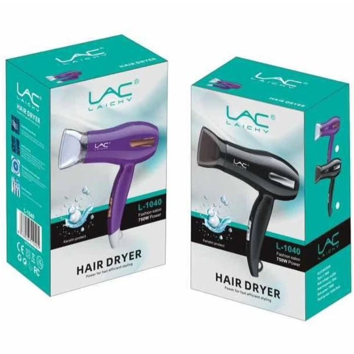 سشوار حرفه‌ای مسافرتی LAC LAICHY مدل L-1050  با دسته تاشو و توان 1000 وات در لومینو قشم