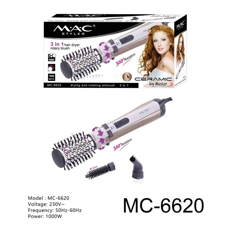 محتویات بستهبندی سشوار برسدار Mac Styler MC6620 در لومینو قشم