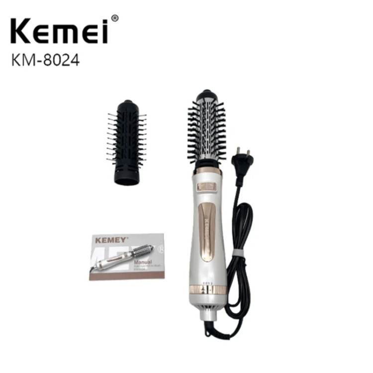 محتویات جعبه سشوار برسدار Kemei KM-8024 همراه دو سری در لومینو قشم