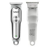 نمای جلو و پشت ماشین اصلاح موی سر و صورت وی جی آر مدل VGR V-071 Professional با تیغه استیل ضد زنگ و باتری شارژی، رنگ نقرهای در لومینو قشم