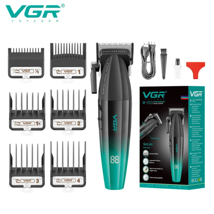 اقلام همراه ماشین اصلاح موی سر و صورت VGR V-003 مشکی سبز در لومینو قشم